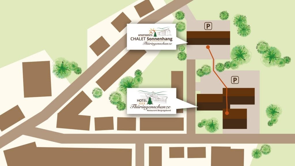 Lageplan vom Hotel Thüringenschanze und dem Chalet Sonnenhang